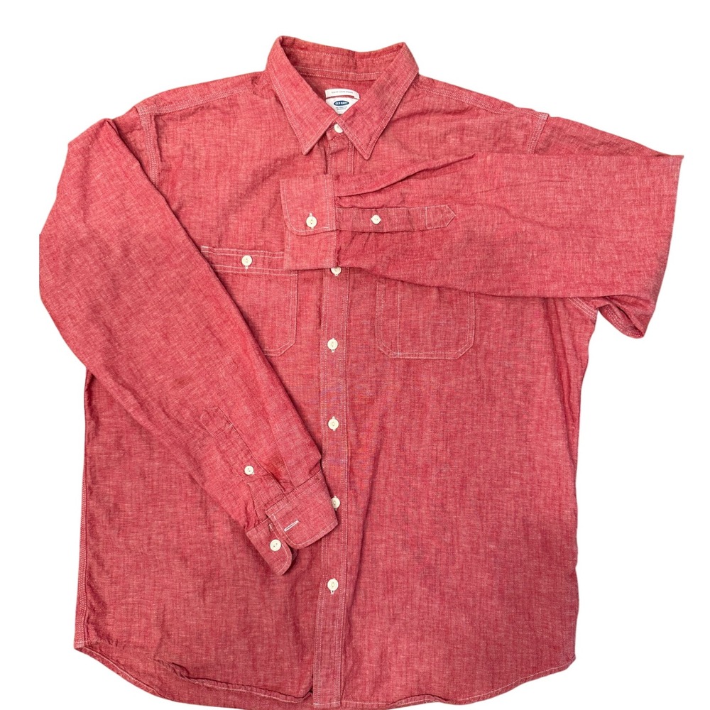 Old‎ Navy Slim Fit Rust Red Long Sleeve Button Down Shirt Mens XL Fall Casual - Picture 2 of 8